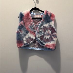 Toddler fuzzy vest made by granny